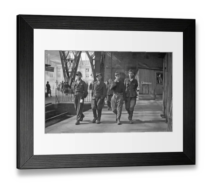 Framed Print : Four War Returnees, 1946, Central Station