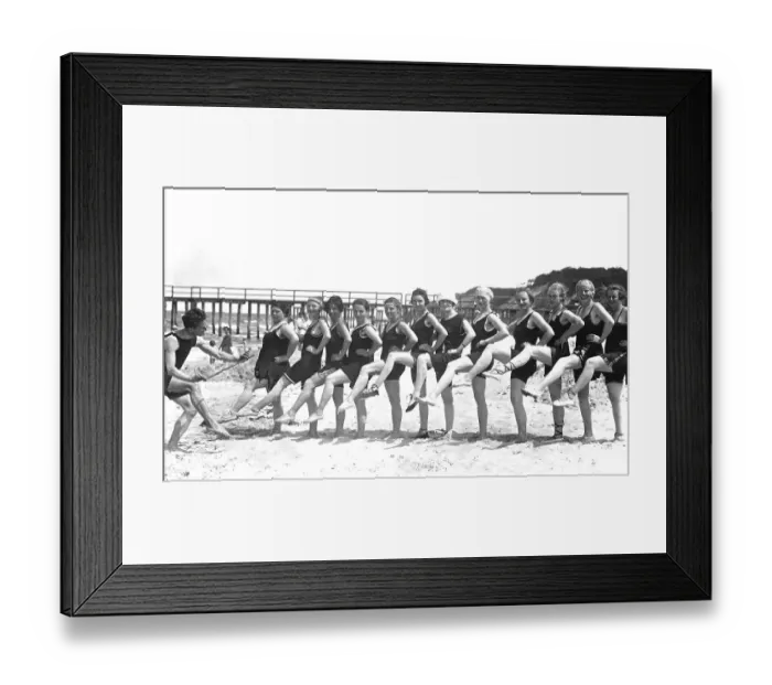 Framed Print : Group with bathers on the beach