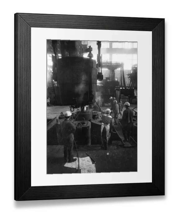 Framed Print : The work of the steelworkers, like here on 31 August 1971 at the Mannesmann-Huettenwerke in Duisburg