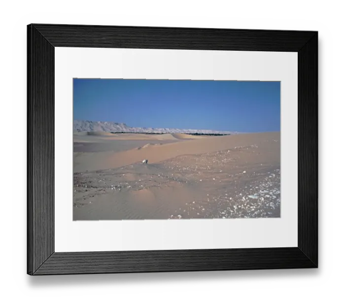 Framed Print : Crescent dunes in front of ad-Dachla Oasis Framed Print : Crescent dunes in front of ad-Dachla Oasis