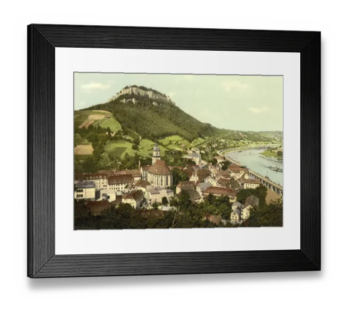 Framed Print : Koenigstein with castle and Elbe river Framed Print : Koenigstein with castle and Elbe river