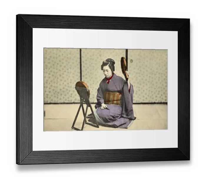 Framed Print : Woman with mirrors, at morning toilet, c