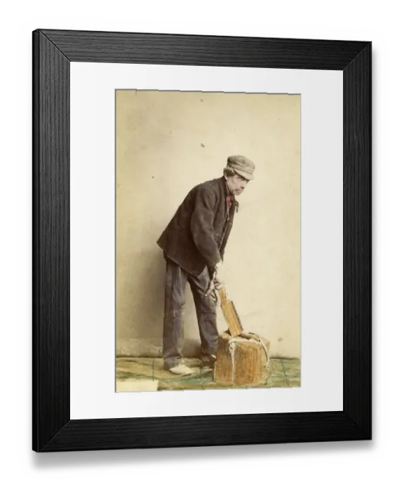 Framed Print : Portrait of an unknown man with a wooden block and a brush