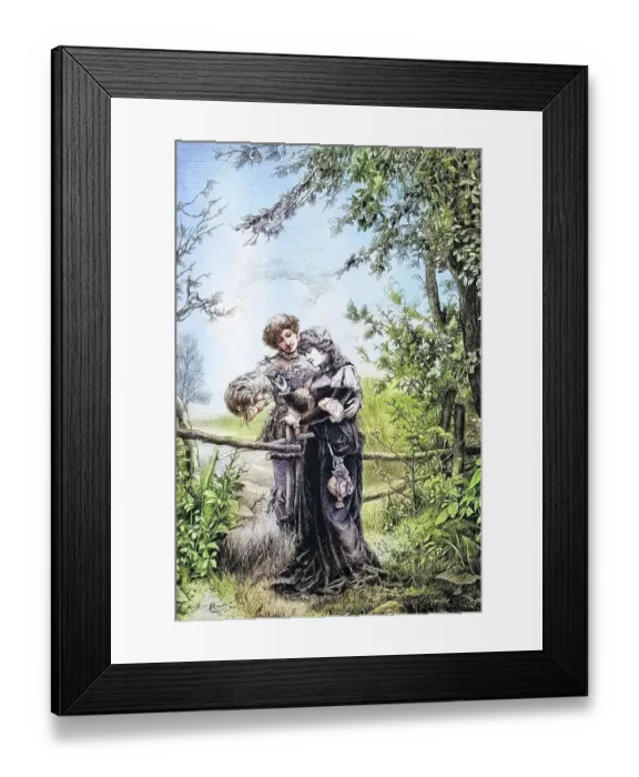 Framed Print : Young lovers meet in the wild, historical Framed Print : Young lovers meet in the wild, historical