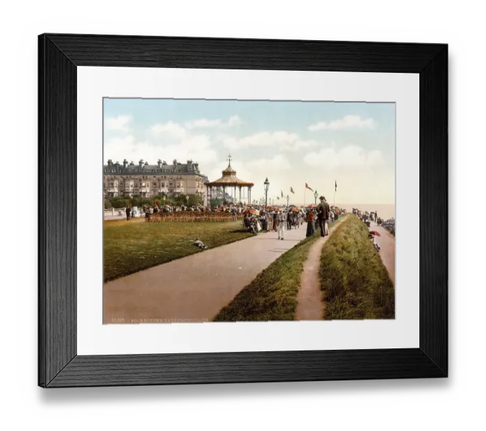 Framed Print : Leas, Lee's Promenade and Bandstone at Folkestone in the County of Kent