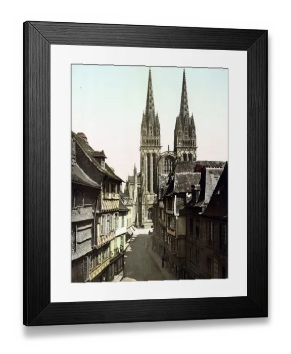 Framed Print : Cathedral of St Corentin, City of Quimper in Brittany