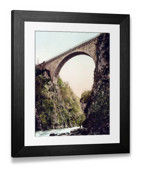 Framed Print : Pont Napoleon, in Luz-Saint-Sauveur in the Occitanie region Framed Print : Pont Napoleon, in Luz-Saint-Sauveur in the Occitanie region