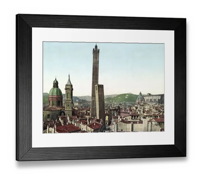 Framed Print : The two leaning towers Garisenda and Asinelli in Bologna