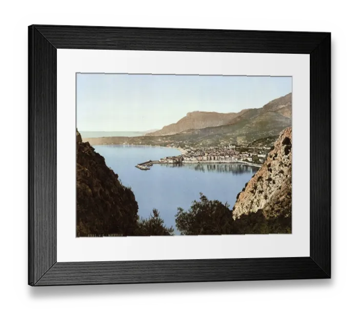 Framed Print : Seen from the cliffs, Old Town of Menton on the Riviera Framed Print : Seen from the cliffs, Old Town of Menton on the Riviera