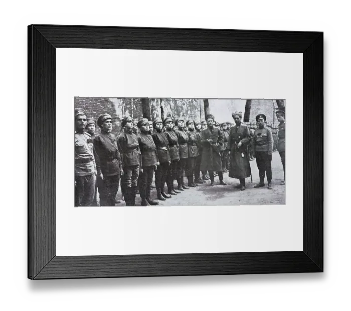 Framed Print : Female battalion reviewed by the general Polovtzef