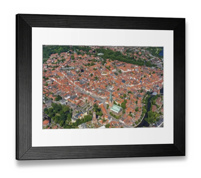 Framed Print : Aerial view of the Hanseatic city of Lueneburg