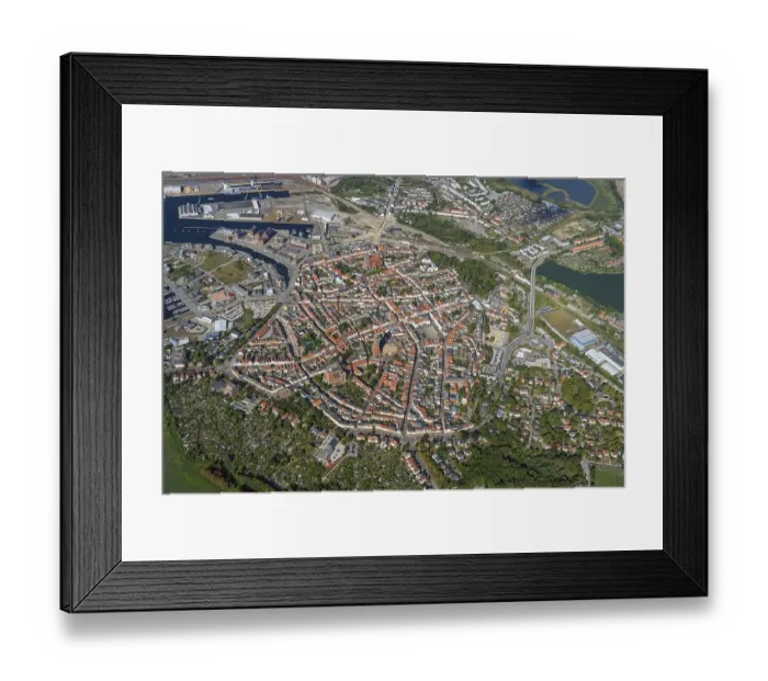 Framed Print : Aerial view of the Hanseatic City of Wismar