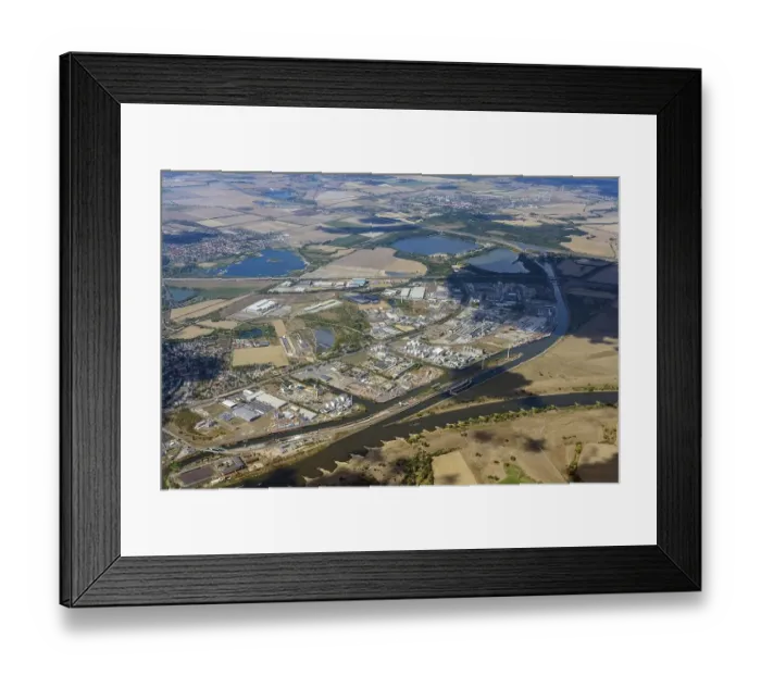 Framed Print : Aerial view of Magdeburg harbour Framed Print : Aerial view of Magdeburg harbour