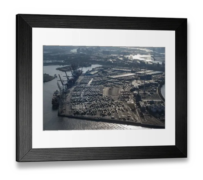 Framed Print : Aerial view of Container Terminal Tollerort