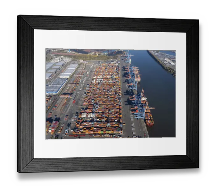 Framed Print : Aerial view of Container Terminal Altenwerder