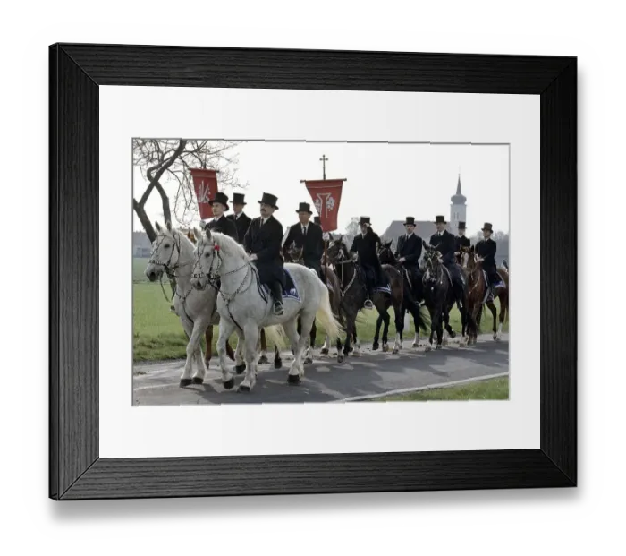Framed Print : Sorbian Easter riders ride their horses on Easter Sunday in Wittichenau Framed Print : Sorbian Easter riders ride their horses on Easter Sunday in Wittichenau