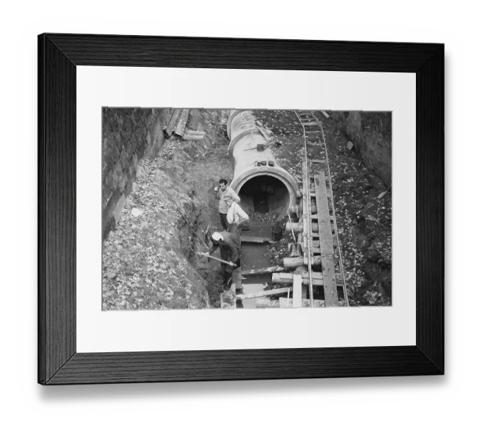Framed Print : Construction work on the sewer system