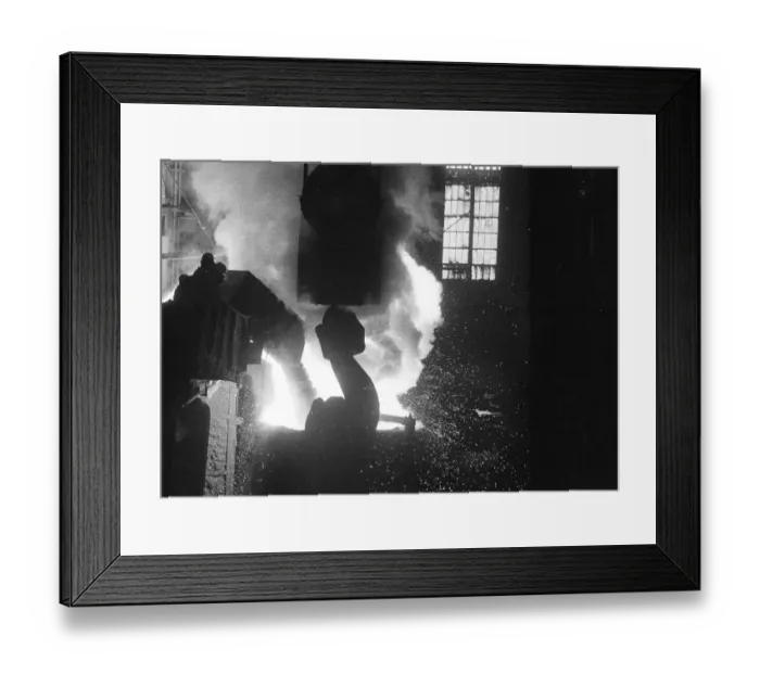 Framed Print : The work of the steelworkers, like here on 31 August 1971 at the Mannesmann-Huettenwerke in Duisburg