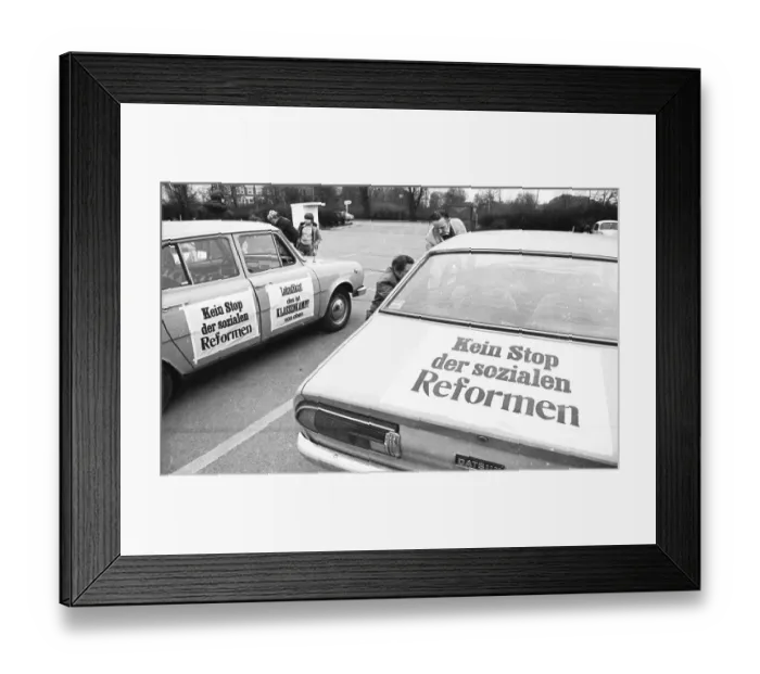 Framed Print : The IG Metall union used a motorcade to promote its demands for higher wages