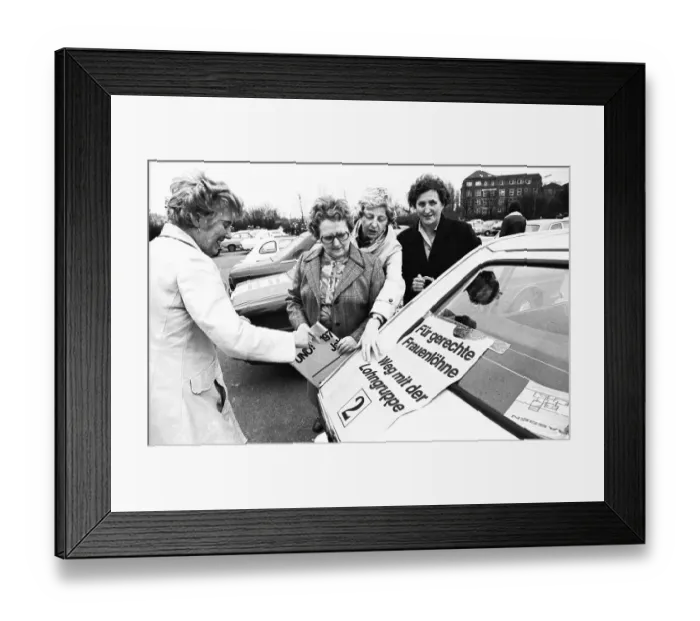Framed Print : The IG Metall union used a motorcade to promote its demands for higher wages