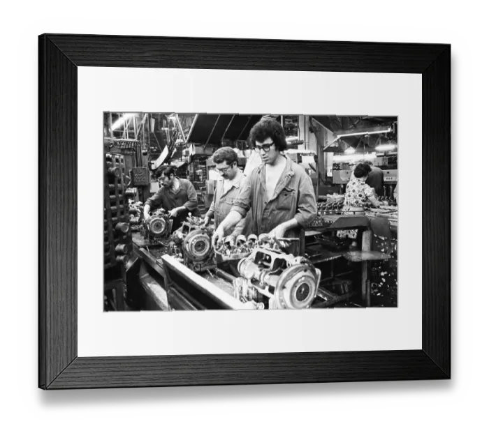 Framed Print : Production of engines, axles and other car manufacturing parts at the Opel plant in Bochum