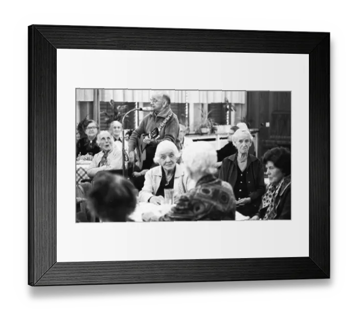 Framed Print : The senior citizens organisation Grey Panthers entertain residents of a retirement home on 17 Framed Print : The senior citizens organisation Grey Panthers entertain residents of a retirement home on 17