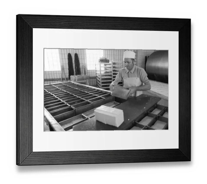 Framed Print : Cheese production at the Westmilch company on 22
