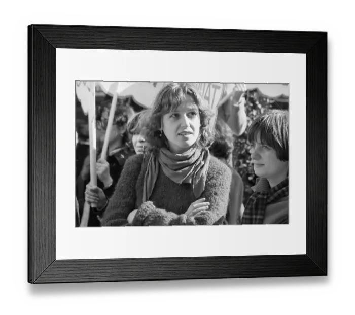 Framed Print : Equal pay was one of the main demands of woman at the International Women's Day demonstration in Duesseldorf