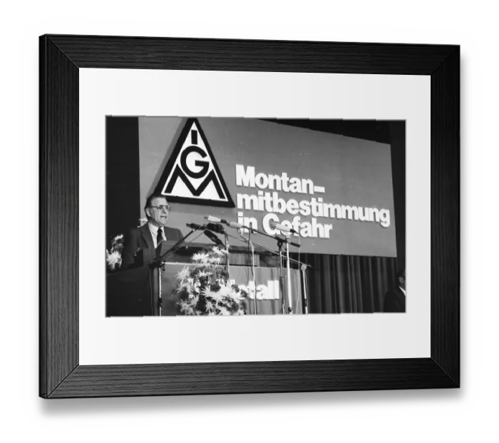 Framed Print : IG Metall conference on co-determination in the coal and steel industry on 3 July 1980 in Dortmund