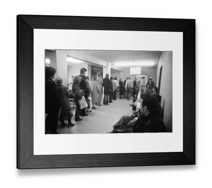 Framed Print : Large crowd of unemployed people at the labour office on 23