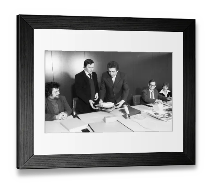 Framed Print : Two men meet for talks between East and West