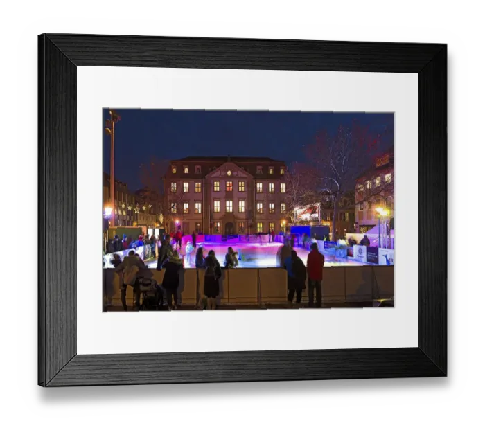 Framed Print : Artificial skating rink in the evening illumination