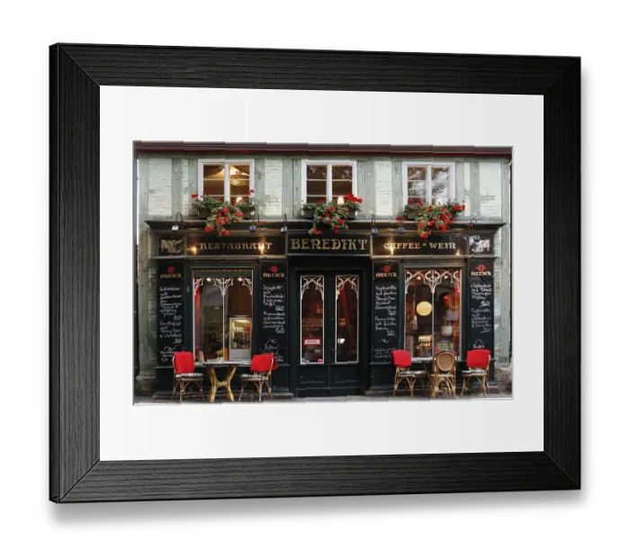 Framed Print : Restaurant in an old half-timbered house