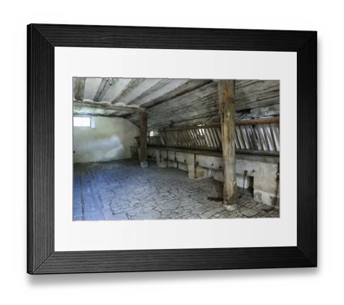 Framed Print : Cowshed, early 1900s, Franconian Open Air Museum
