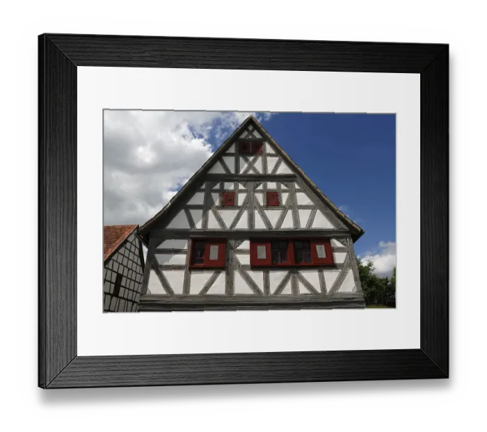 Framed Print : Half-timbered facade of the winegrowers house