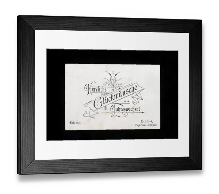 Framed Print : Greeting card around 1900, original size 11