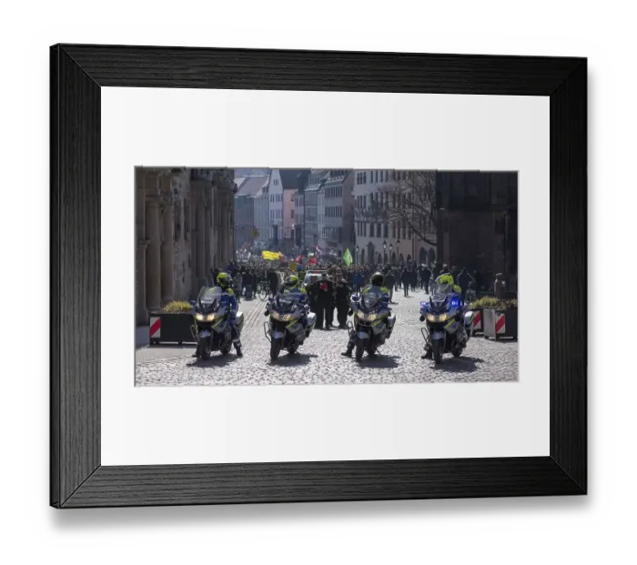 Framed Print : Police accompany the demonstration fridays for future