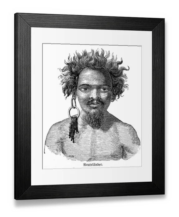 Framed Print : New Ireland, portrait, native, earring Framed Print : New Ireland, portrait, native, earring