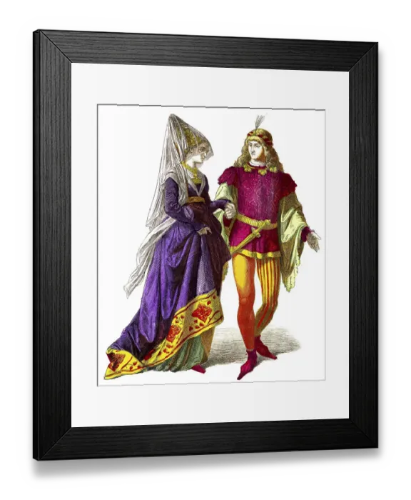 Framed Print : Muenchener Bilderbogen, costumes