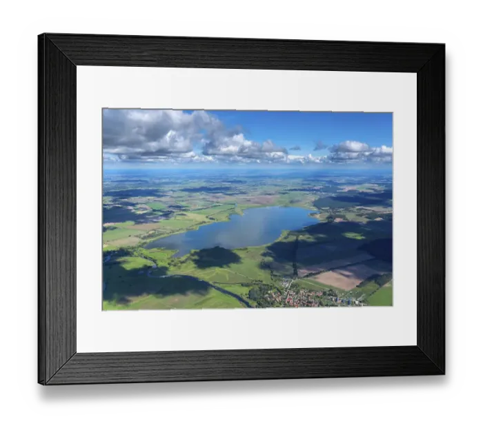 Framed Print : Aerial view of Guelper See in the municipality of Havelaue