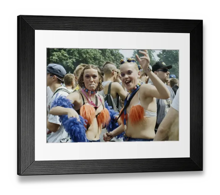 Framed Print : Techno fans celebrate during the Love Parade