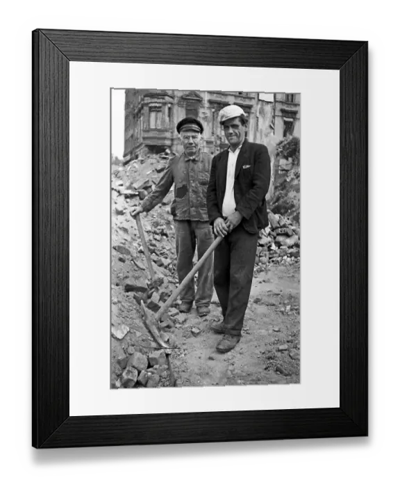 Framed Print : Two Debris Men, 1950, Leipzig, Saxony Framed Print : Two Debris Men, 1950, Leipzig, Saxony