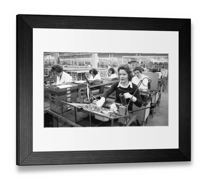 Framed Print : The production of electronic devices by female workers at the Siemens company on 23 Framed Print : The production of electronic devices by female workers at the Siemens company on 23