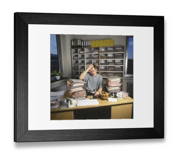 Framed Print : The work of the employees in the tax office