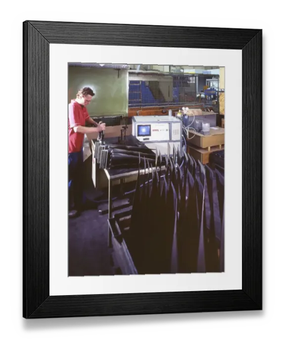 Framed Print : Workmen building a coal-fired power plant