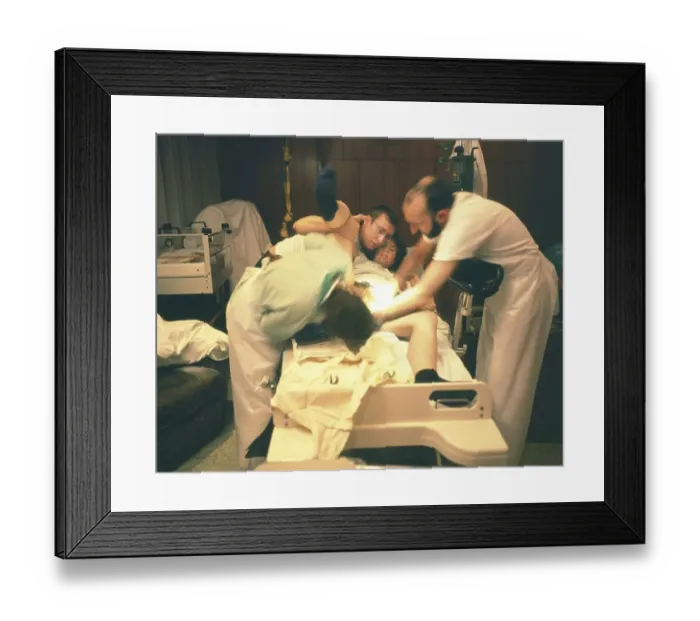 Framed Print : The birth of a child in hospital