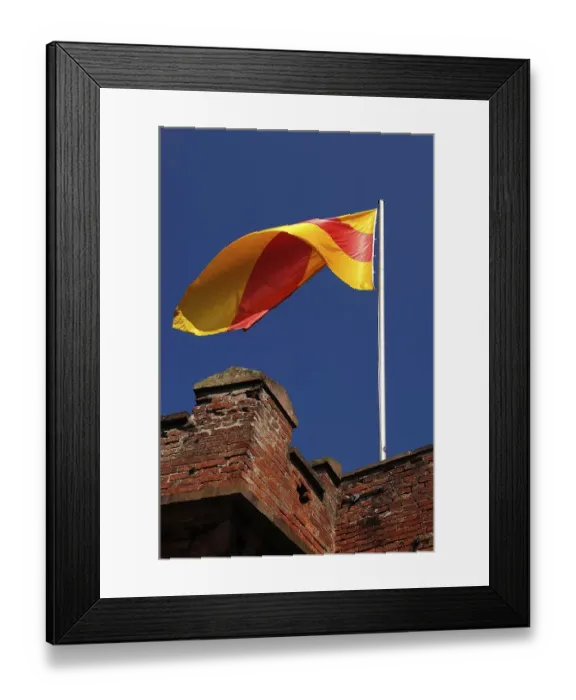 Framed Print : Flag of Baden-Wuerttemberg at Staufenberg Castle Framed Print : Flag of Baden-Wuerttemberg at Staufenberg Castle