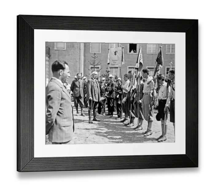 Framed Print : Paul von Hindenburg inspecting school groups Framed Print : Paul von Hindenburg inspecting school groups