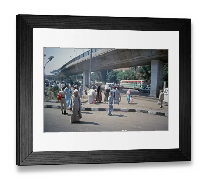 Framed Print : Elevated road, traffic, people Framed Print : Elevated road, traffic, people