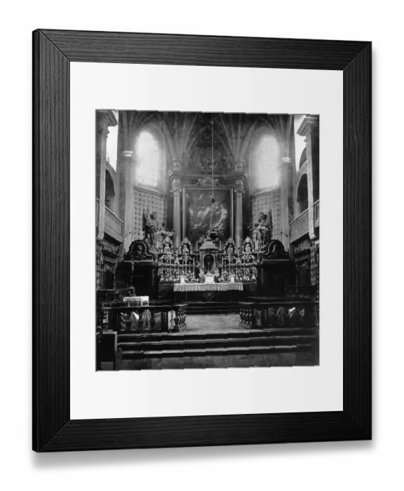 Framed Print : Parish Church of St. Nicholas High Altar in front of the reconstruction 1887